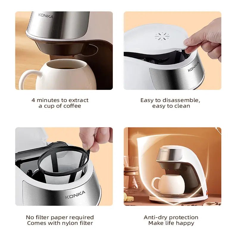 New Coffee Machine Fully Automatic Home Office Mini American Small Portable Coffee Maker - elektronika shop